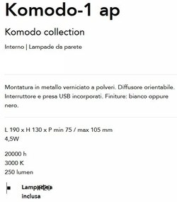 Aplica cu spot directionabil stil modern Komodo-1 ap neagra