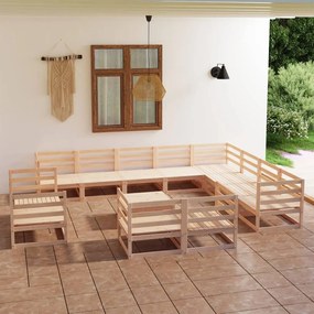 3075959 vidaXL Set mobilier de grădină, 13 piese, lemn masiv de pin