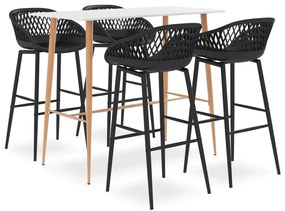 vidaXL Set mobilier de bar, 5 piese, alb și negru