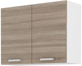 Dulap superior de bucătărie Domton 80 G 60 2F (Alb + Stejar sonoma truflă). 1033026