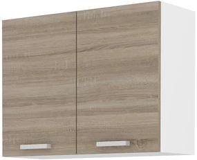 Dulap superior de bucătărie Domton 80 G 60 2F (Alb + Stejar sonoma truflă). 1033026