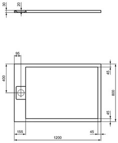 Cadita de dus dreptunghiulara Ideal Standard i.life Ultra Flat S nisipiu 120x80 cm