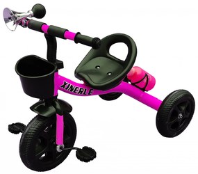 Tricicleta cu pedale, 3 - 6 ani, Roz, Roti EVA, Cadru metalic, Claxon