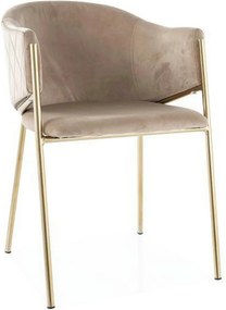 Scaun de living modern BONO, bej/auriu, stofa catifelata/metal, 55x44x