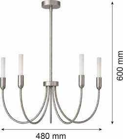 Candelabru cu 5 brate AUGUSTINE nickel/alb