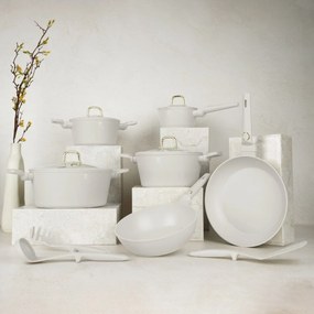 Set oale si tigai cu capace 15 piese Sahara Collection Berlinger Haus BH 8081N, crem, antiaderente, curatare usoara, inductie, design elegant, premium