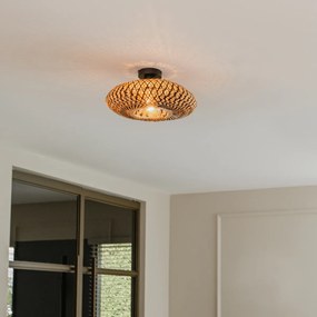 Plafonieră inteligentă neagră din bambus 40 cm incl. Wifi A60 - Ostrava