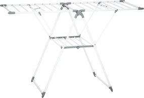 HOMCOM Uscător de Rufe cu 2 Niveluri Reglabil pe 4 Înălțimi Diferite, Uscător din Metal și Plastic, 156.5x61.5x97 cm, Alb | Aosom Romania