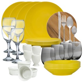 Bucură-te de Refined la Masă cu Cesiro: Set 4 Persoane 45 piese, Galben Rumen!