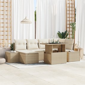 vidaXL Set de canapele pentru grădină cu pernă 7 pcs bej și crem