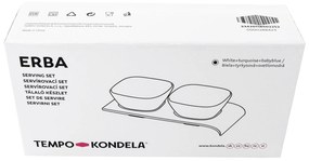 Set de 2 boluri pe tavă, alb / albastru / turcoaz, ERBA