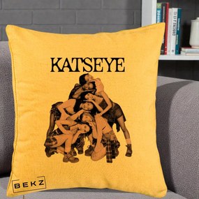 Perna Personalizata K-pop KATSEYE Foto Roz Vintage, 40x40 cm, Galben, Husa Detasabila, Perna Inclusa, BEKZ®
