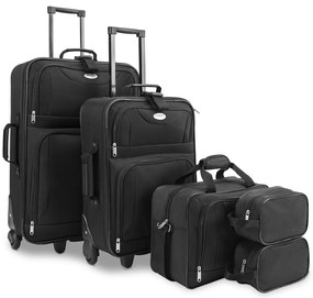 Deuba Set valize de călătorie pe roți, negre, 4 părți (60l, 34l, 16l, 3l)