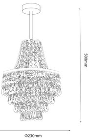 Lustră pe tijă GEMMA, 1xE27, 60 W, 230 V, Ø 23 cm