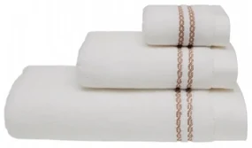 Set cadou de prosoape mici CHAINE, 3 buc Alb – Broderie bej