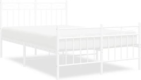 vidaXL Cadru de pat metalic cu tăblie, alb, 120x200 cm