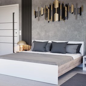 Pat dublu Miami fără cadru 180x200 cm alb-stejar York