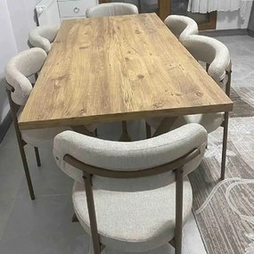 Scaun Onita profil metalic maro si tapiterie bej