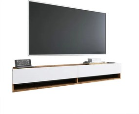 Comoda TV suspendata Handora, culoare alb-stejar, 180 x 31.5 x 29.5 cm