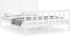 vidaXL Cadru de pat fără saltea, alb, 160x200 cm, lemn masiv pin