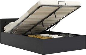 vidaXL Cadru pat hidraulic, depozitare, negru, 120 x 200 cm piele eco
