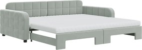 vidaXL Pat de zi cu extensie și saltele gri deschis 100x200 cm catifea