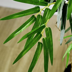 Outsunny Bambus Artificiel XXL 1,15H m arbore artificial 730 Frunze dese realiste Ghiveci Inclus Negru Verde | Aosom Romania
