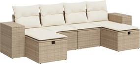vidaXL Set canapele de grădină cu perne, 6 piese, bej, poliratan