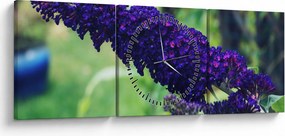 Tablou cu floare albastră (cu ceas) (90x30 cm)