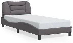 3213902 vidaXL Cadru de pat cu lumini LED, gri, 90x190 cm, piele ecologică