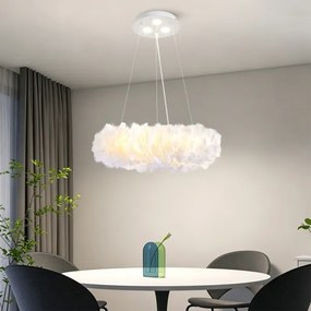 BRILAGI - Lustră LED suspendată pe cablu FEATHER, 3x E27/40W/230V + 3x LED/3W, Ø 40 cm, albă