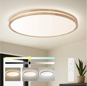 Brilagi - Corp de iluminat LED dimabil MOLINA LED/128W/230V 3000-6000K, stejar, diam. 100 cm + telecomandă