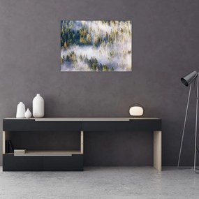 Tablou pe sticlă - Copac în ceață (70x50 cm)