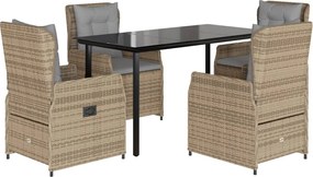 vidaXL Set mobilier de grădină cu perne, 5 piese, bej, poliratan