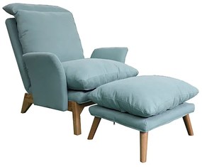 Fotoliu reclinabil cu taburet Culoare Mentol / Natural ZANDER