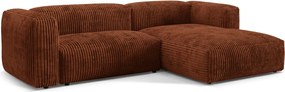 Coltar modular dreapta 2 locuri, Martina-212, Micadoni Home, 283x176x75 cm, velur, caramiziu