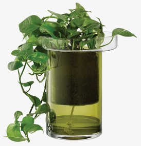 Ghiveci de flori cu auto-irigare Balcony, î. 35 cm, Ø 26 cm, transparent/verde măsliniu - LSA international