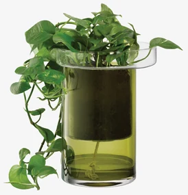 Ghiveci de flori cu auto-irigare Balcony, î. 35 cm, Ø 26 cm, transparent/verde măsliniu - LSA international