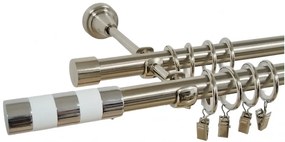 Galerie dubla CILINDRU ALB /19 - inox (Alege marime: 160 cm)