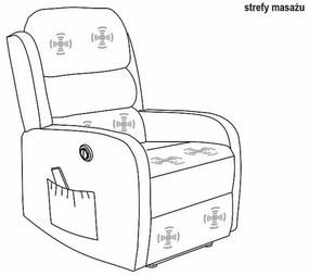 Fotoliu recliner cu functie de masaj Pegaz M velvet gri Blu14