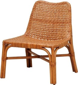 Scaun lounge împletit din ratan, natur, cu șezut scund și picioare duble, 80 x 66 x 79 cm, „Newlake”