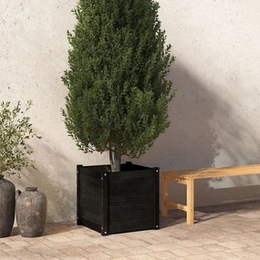 Jardiniera de gradina, negru, 50x50x50 cm, lemn masiv de pin 1, Negru