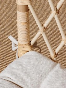 Scaun dining bej din rattan cu perna Crosses