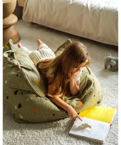 Fotoliu puf pentru copii verde cu tapițerie din țesătură bouclé/cu tapițerie din chenille Terrazzo Chair – Wigiwama