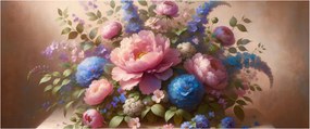 Tablou - Masă plină de flori (120x50 cm)