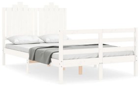 3194177 vidaXL Cadru de pat cu tăblie, alb, 120x200 cm, lemn masiv