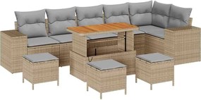 vidaXL Set de canapele pentru grădină 10 pcs Beige și gri deschis