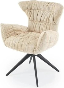 Scaun rotativ K595, bej/negru, stofa/metal, 68x66x88 cm