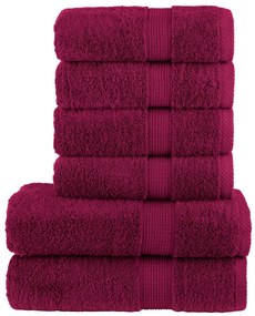 vidaXL Set de prosoape premium SOLUND, 6 piese, bordo, 600 g/m²