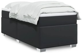 vidaXL Pat box spring cu saltea, negru, 90x190 cm, piele ecologică